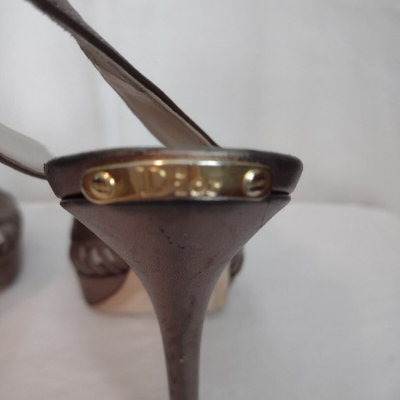 CHRISTIAN DIOR Haute Couture Paris "Whisper" Bronze Slingback Sz 39/8 Open Toe S - Picture 5 of 7